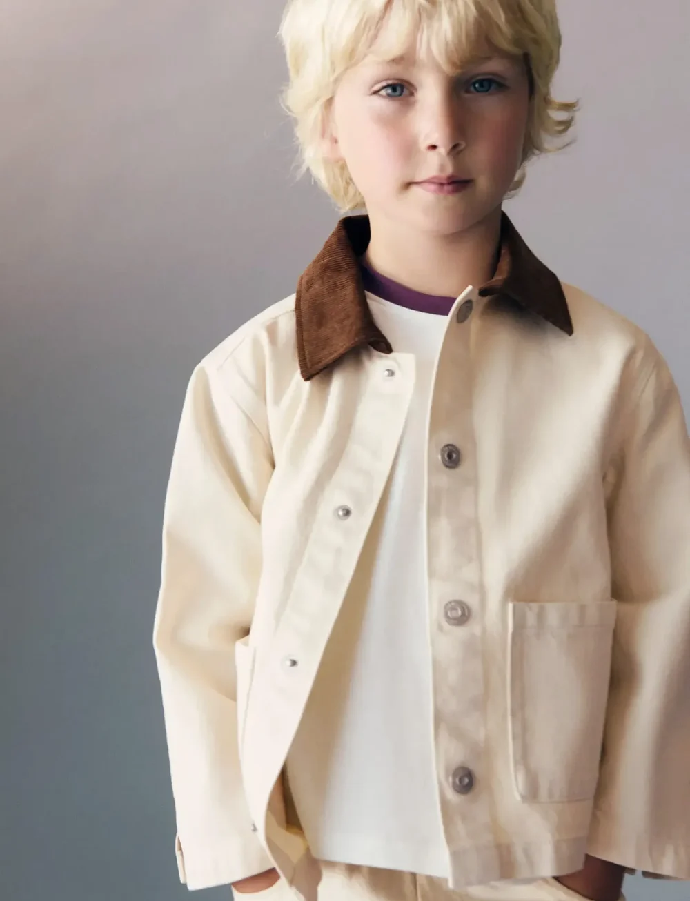 Mango - Denim parka with contrasting collar - parkas - lt pastel brown - 0