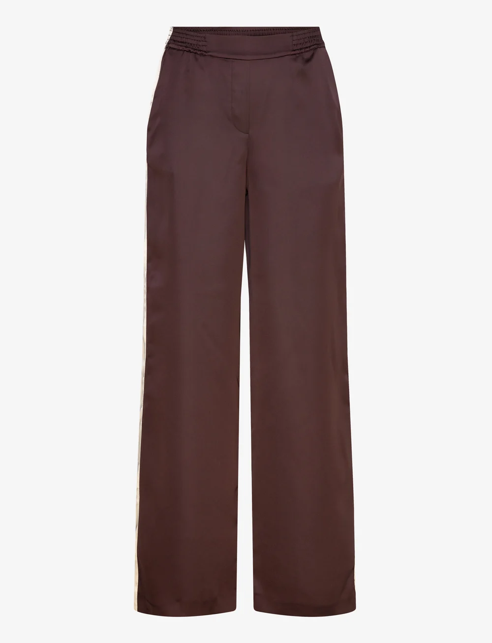 Mango - Satin trousers with contrasting stripe - bukser med lige ben - dark purple - 1
