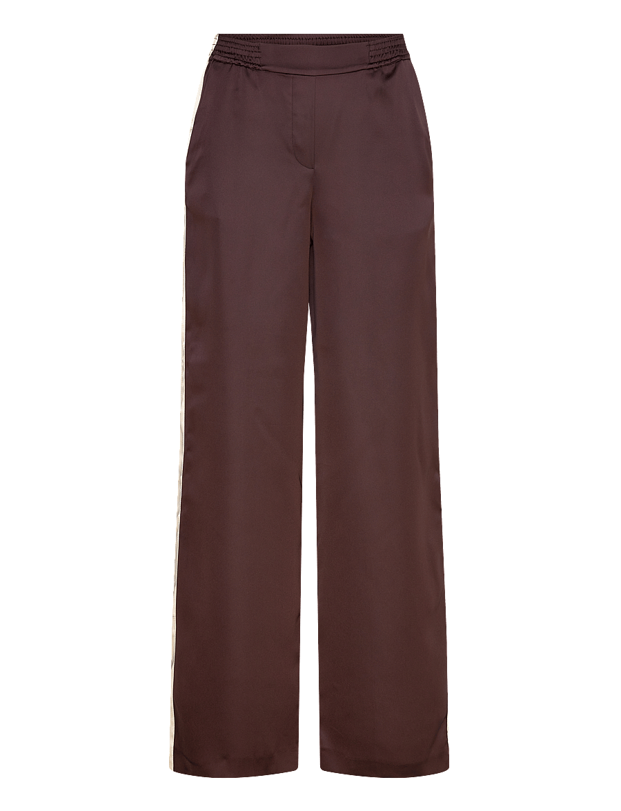 Mango - Satin trousers with contrasting stripe - raka byxor - dark purple - 1