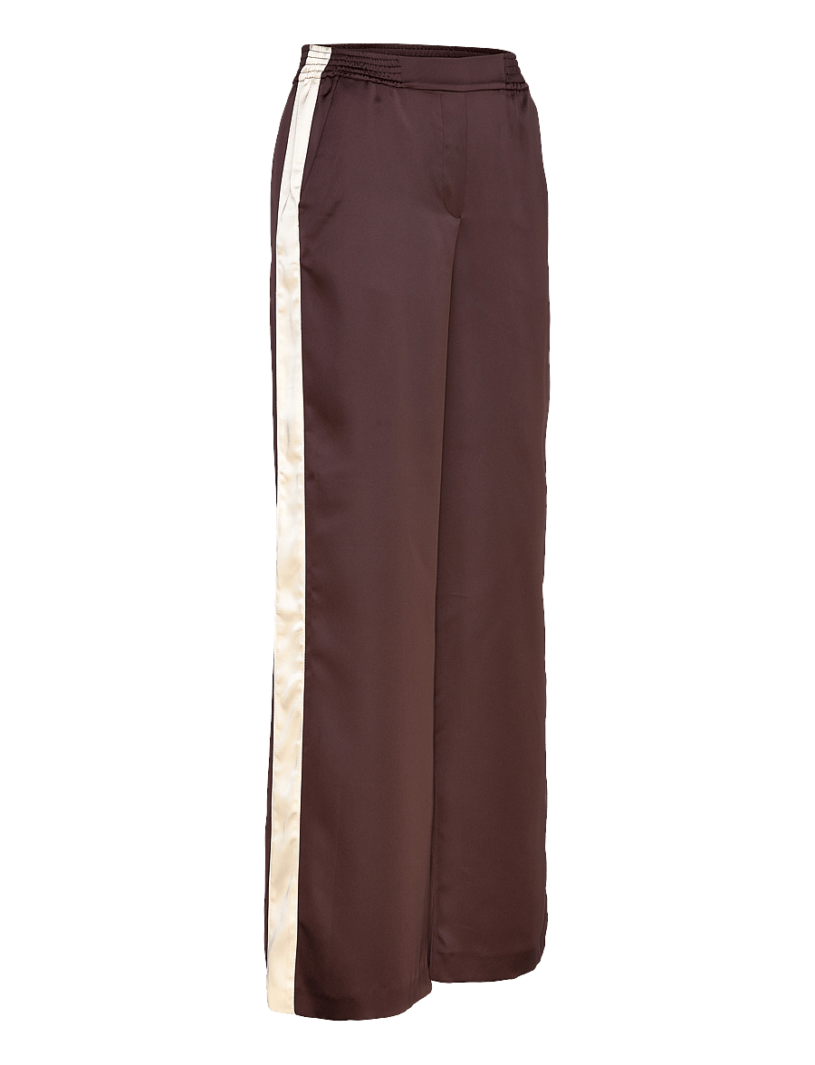 Mango - Satin trousers with contrasting stripe - raka byxor - dark purple - 4