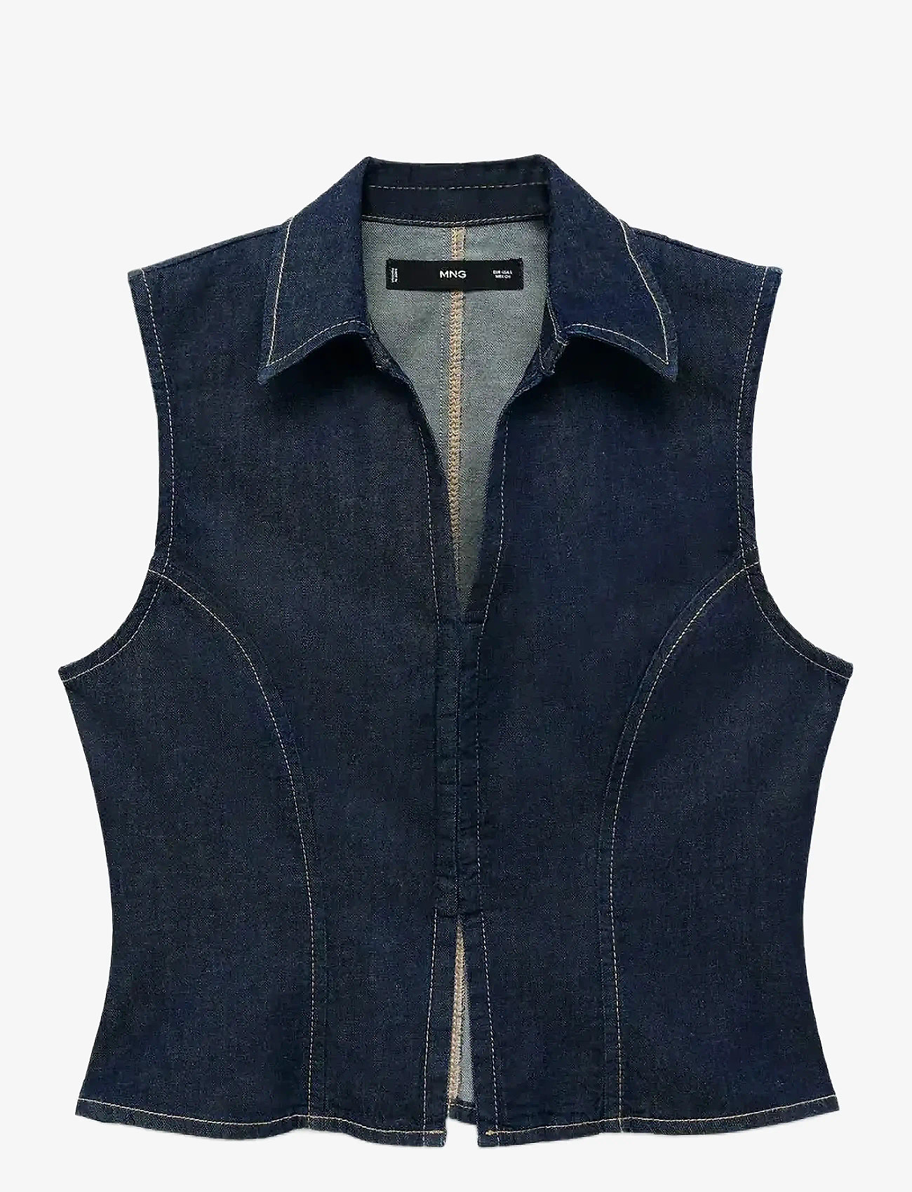 Mango - Denim top with contrast stitching - laveste priser - open blue - 1