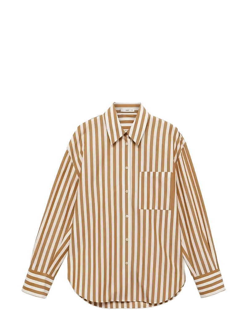 Mango - Oversize striped shirt - långärmade skjortor - natural white - 1