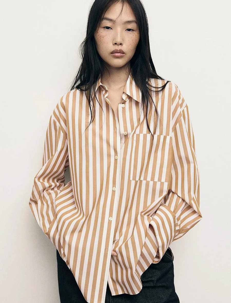 Mango - Oversize striped shirt - natural white - 0