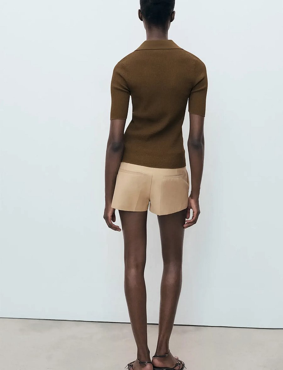 Mango - Ribbed polo-neck sweater - pikéer - dark brown - 2