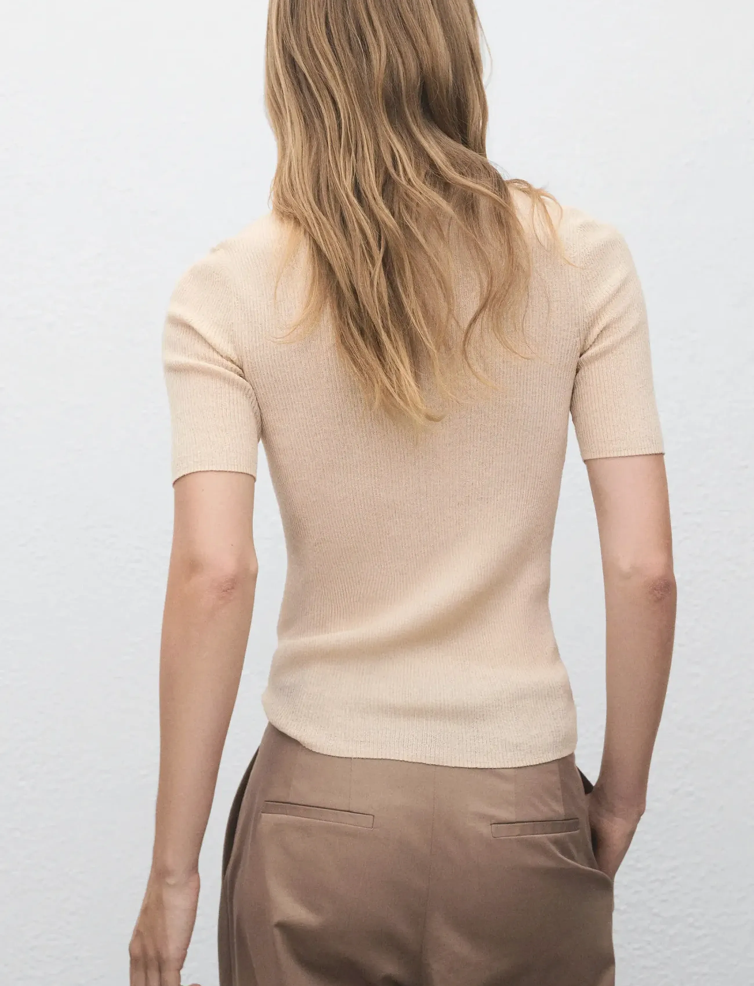 Mango - Ribbed polo-neck sweater - madalaimad hinnad - light beige - 2
