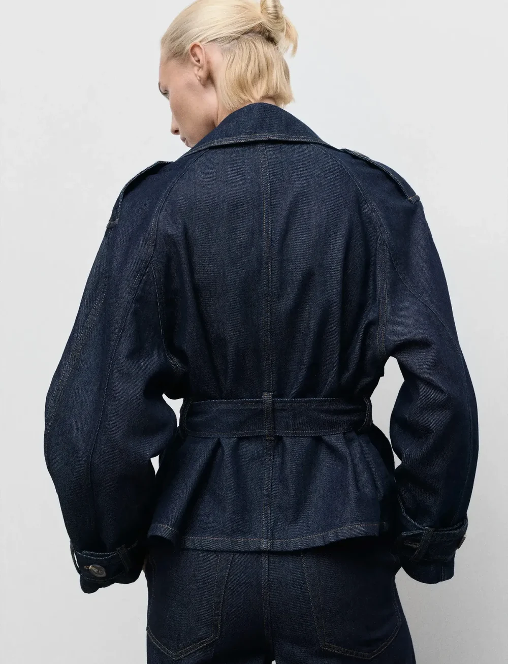 Mango - Short denim trench coat with belt - jeansjackor - open blue - 2