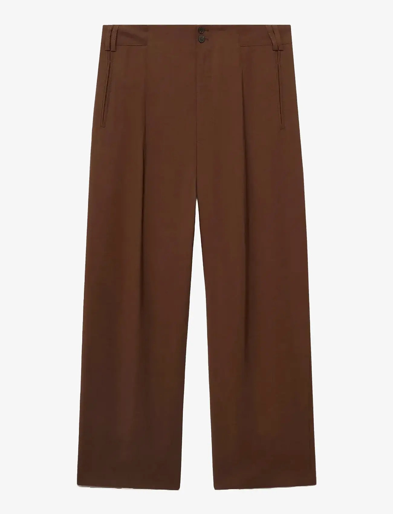 Mango - Straight-fit pleated trousers - habitbukser - brown - 0