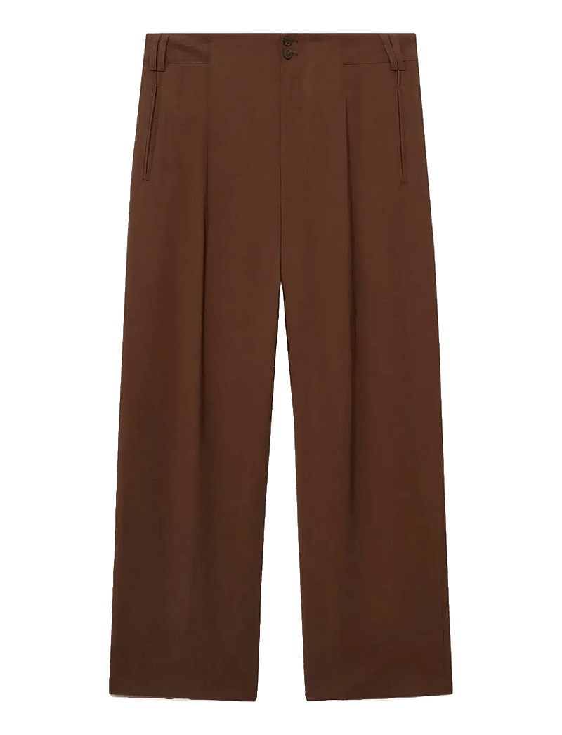 Mango - Straight-fit pleated trousers - habitbukser - brown - 1