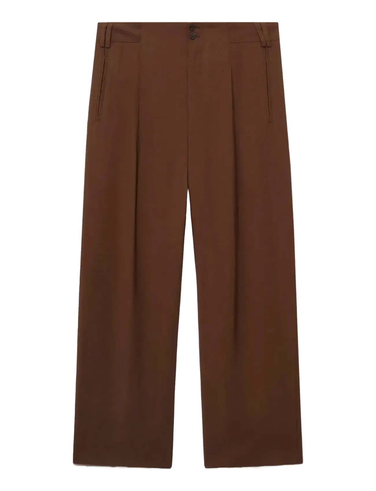 Mango Straight-fit pleated trousers - Byxor - BROWN / brown