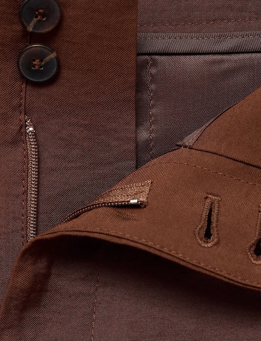 Mango - Straight-fit pleated trousers - kostymbyxor - brown - 3