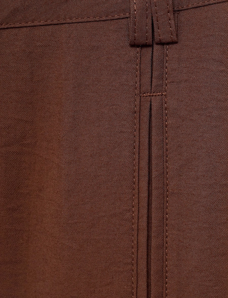Mango - Straight-fit pleated trousers - kostymbyxor - brown - 4
