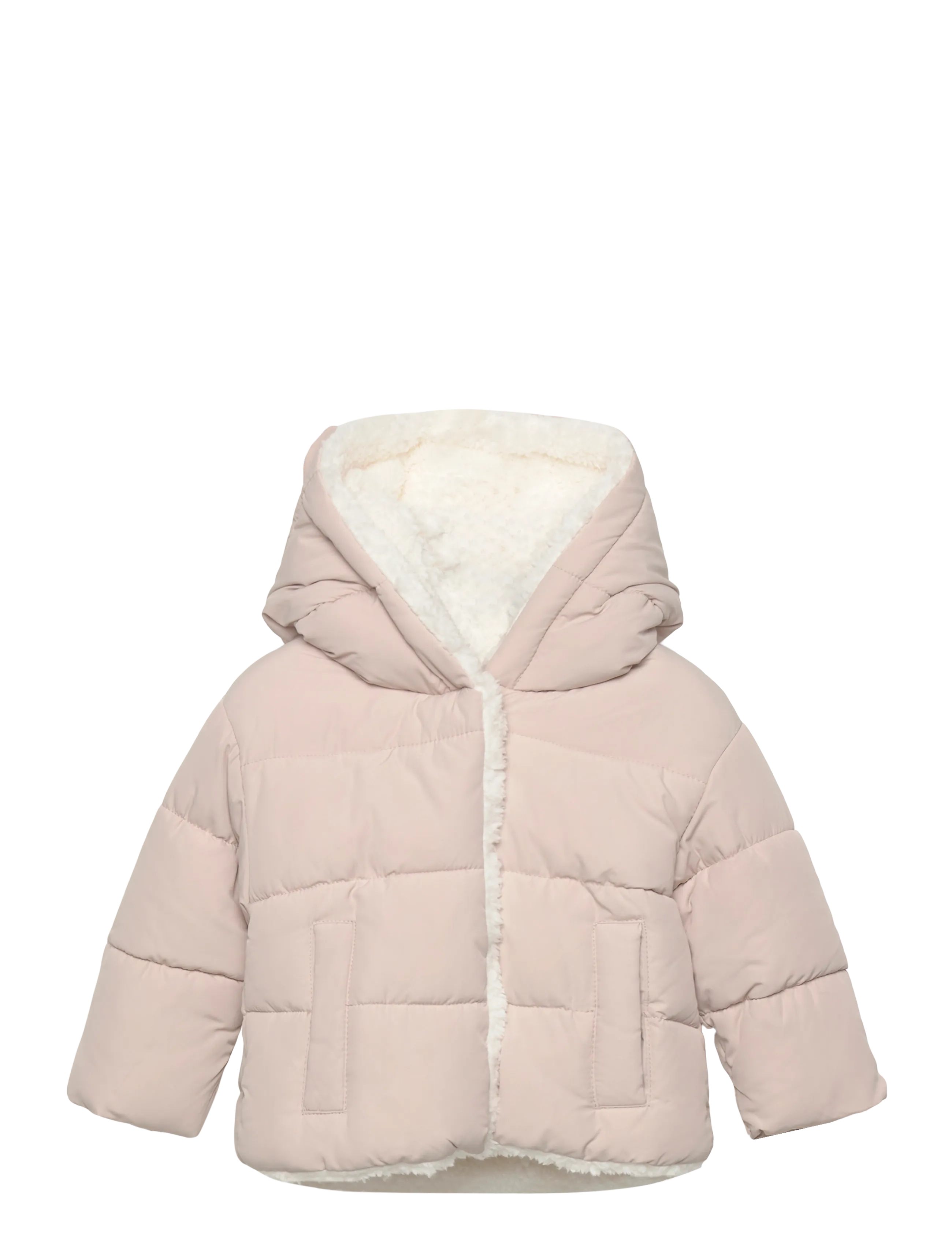 Mango Padded Anorak With Fur-Effect Interior, Børn, Vendbar Vatteret Anorak, Beige, Str: 2-3