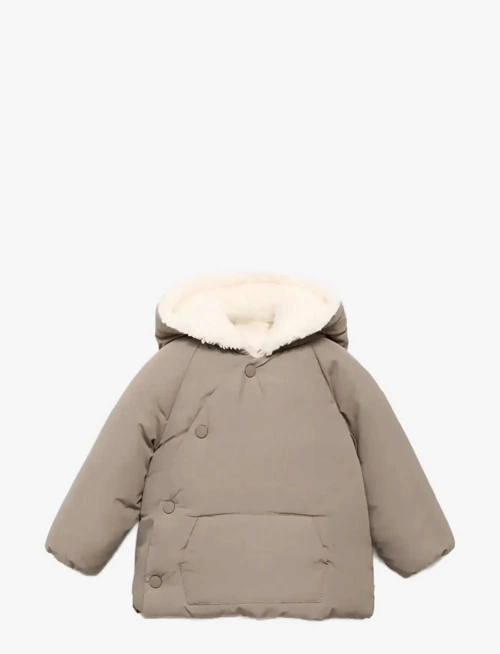 Mango - Padded anorak with fur-effect interior - anoraks - light beige - 0