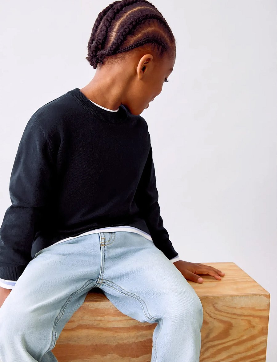 Mango - Knitted sweater with ribbed details - gensere - navy - 0