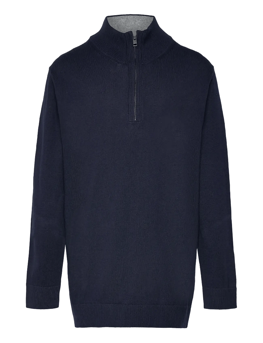 Mango - Zip neck jumper - stickade tröjor - navy - 1