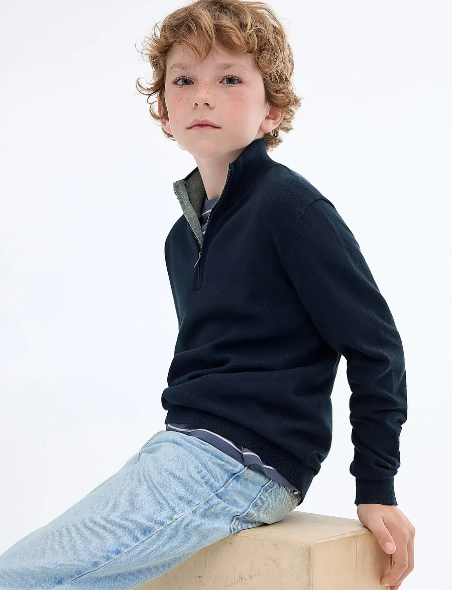 Mango - Zip neck jumper - stickade tröjor - navy - 0