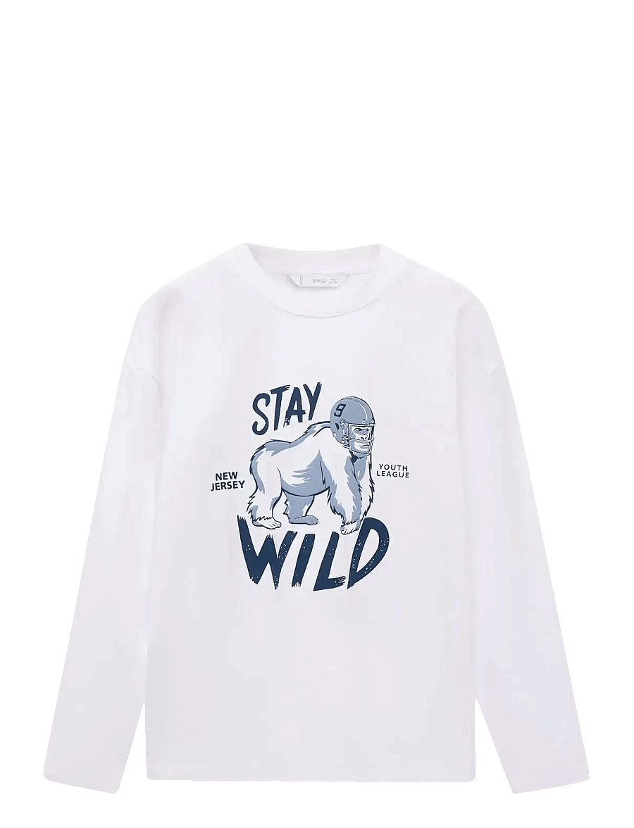 Mango - Short-sleeved printed t-shirt - langærmede t-shirts - white - 0