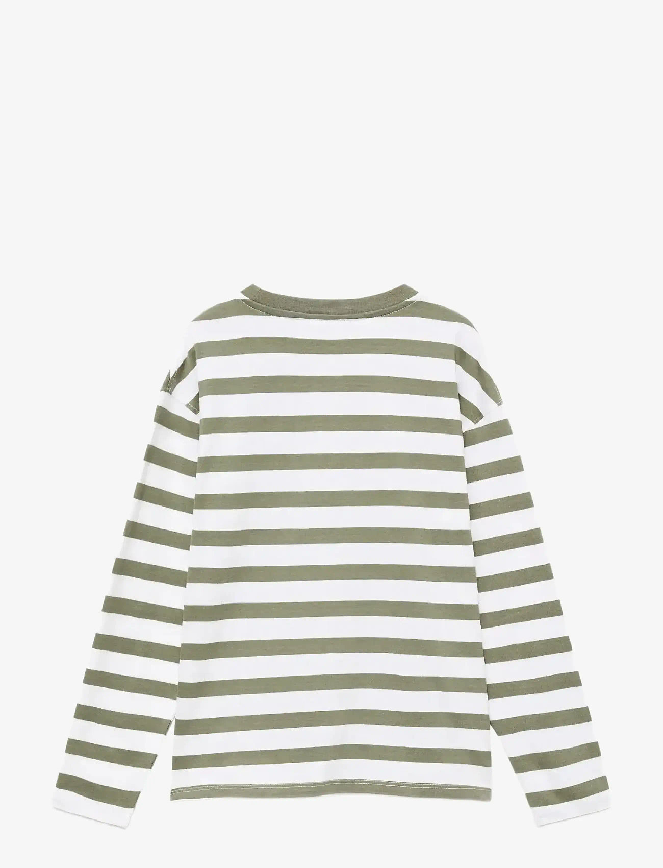 Mango - Chest-pocket striped T-shirt - langærmede t-shirts - green - 1