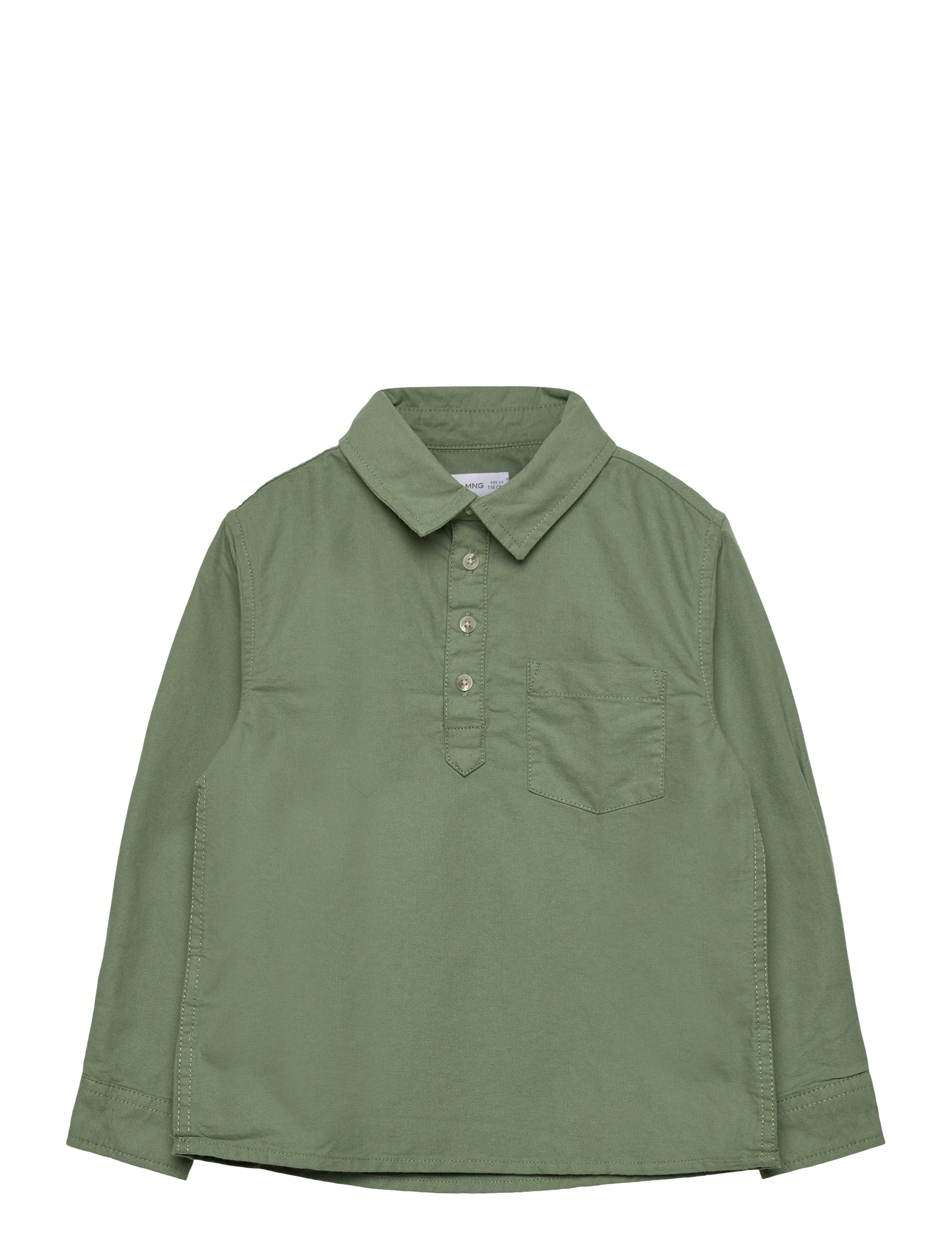 Mango Cotton shirt with a shirt collar - Góry - BEIGE - KHAKI / green