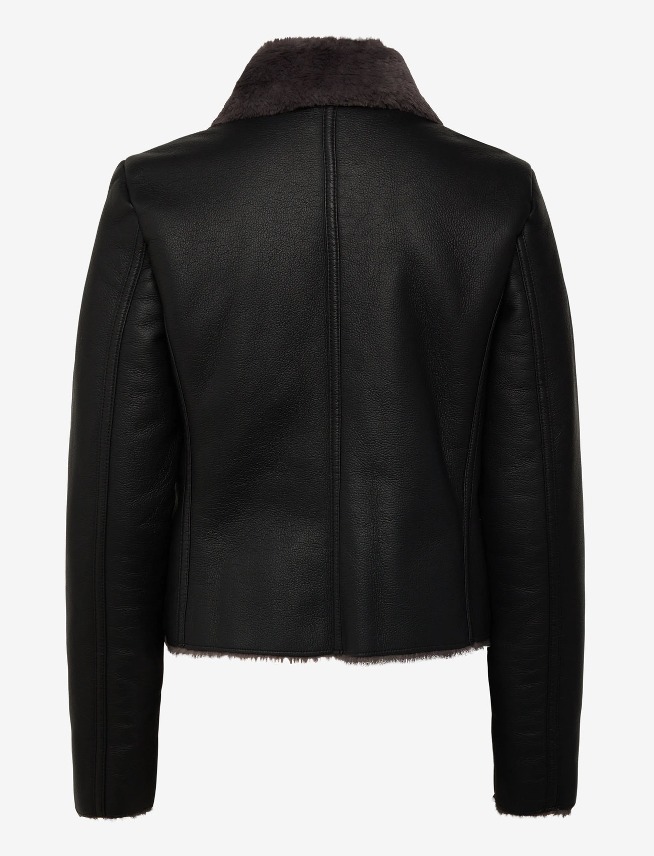 Mango - Faux-fur biker jacket - skinnjackor - black - 1
