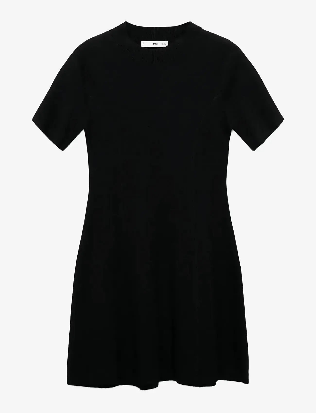 Mango - Fine-knit flared dress - stickade klänningar - black - 1