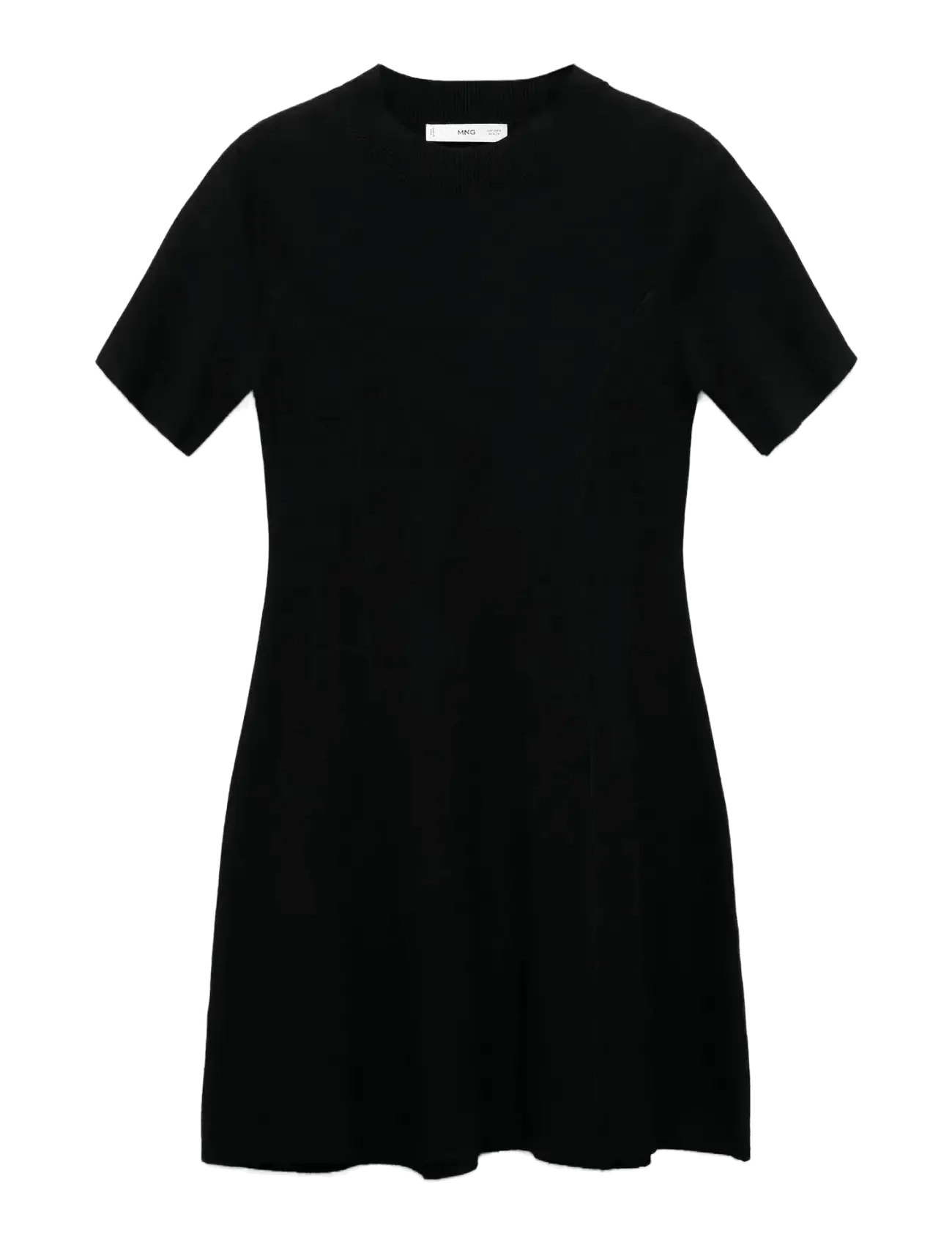 Mango Fine-knit flared dress - Kleider - BLACK / black