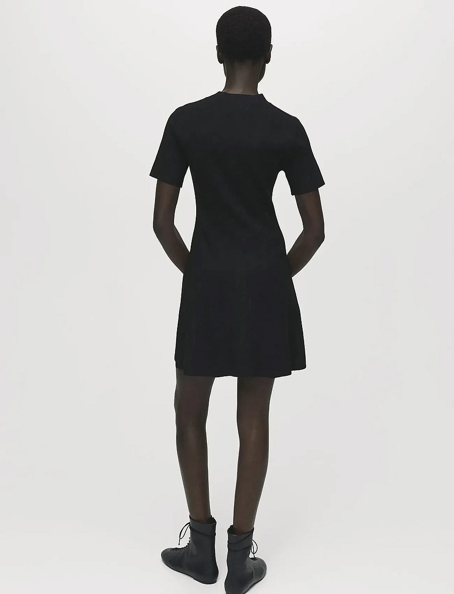 Mango - Fine-knit flared dress - stickade klänningar - black - 2