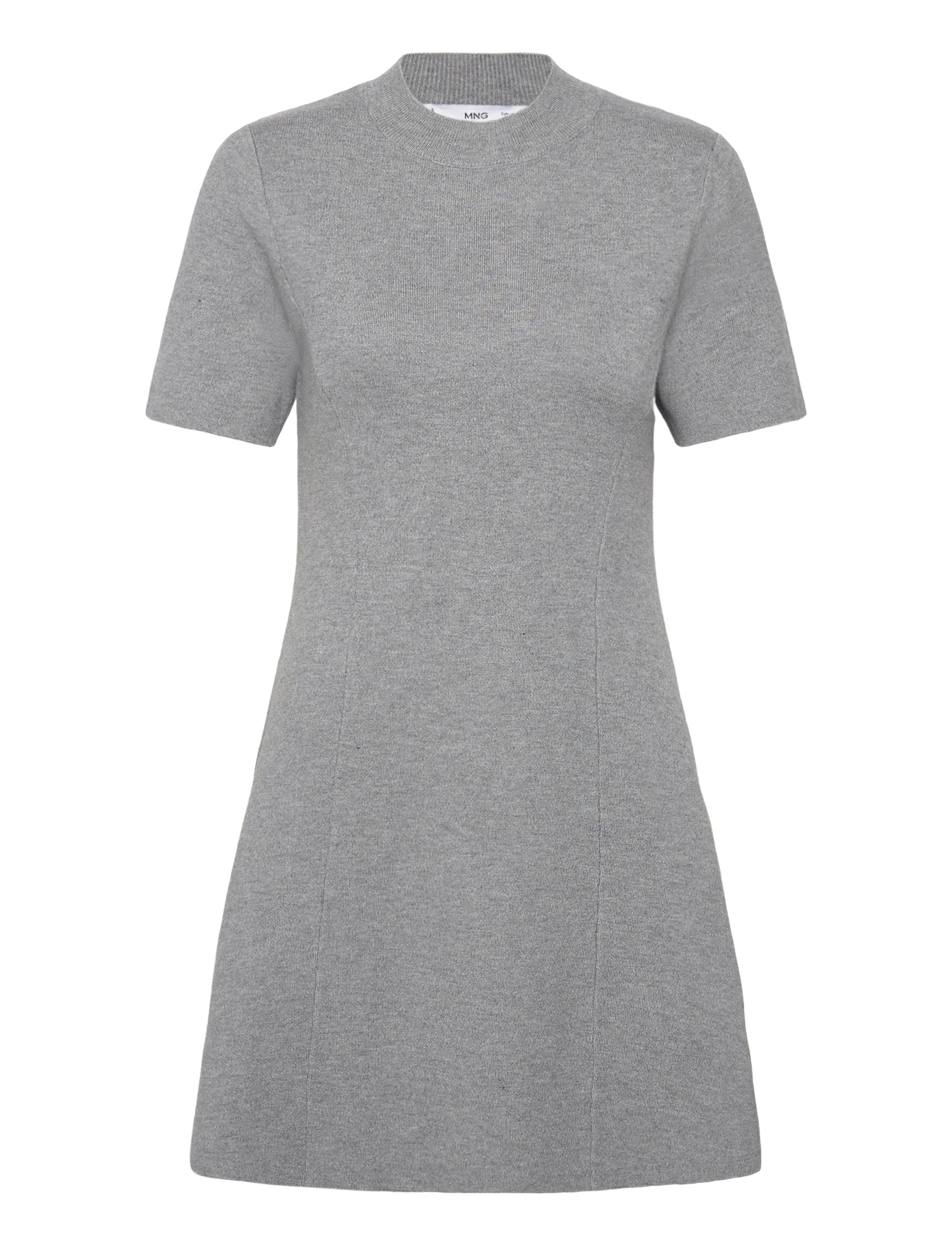 Mango - Fine-knit flared dress - stickade klänningar - medium grey - 1