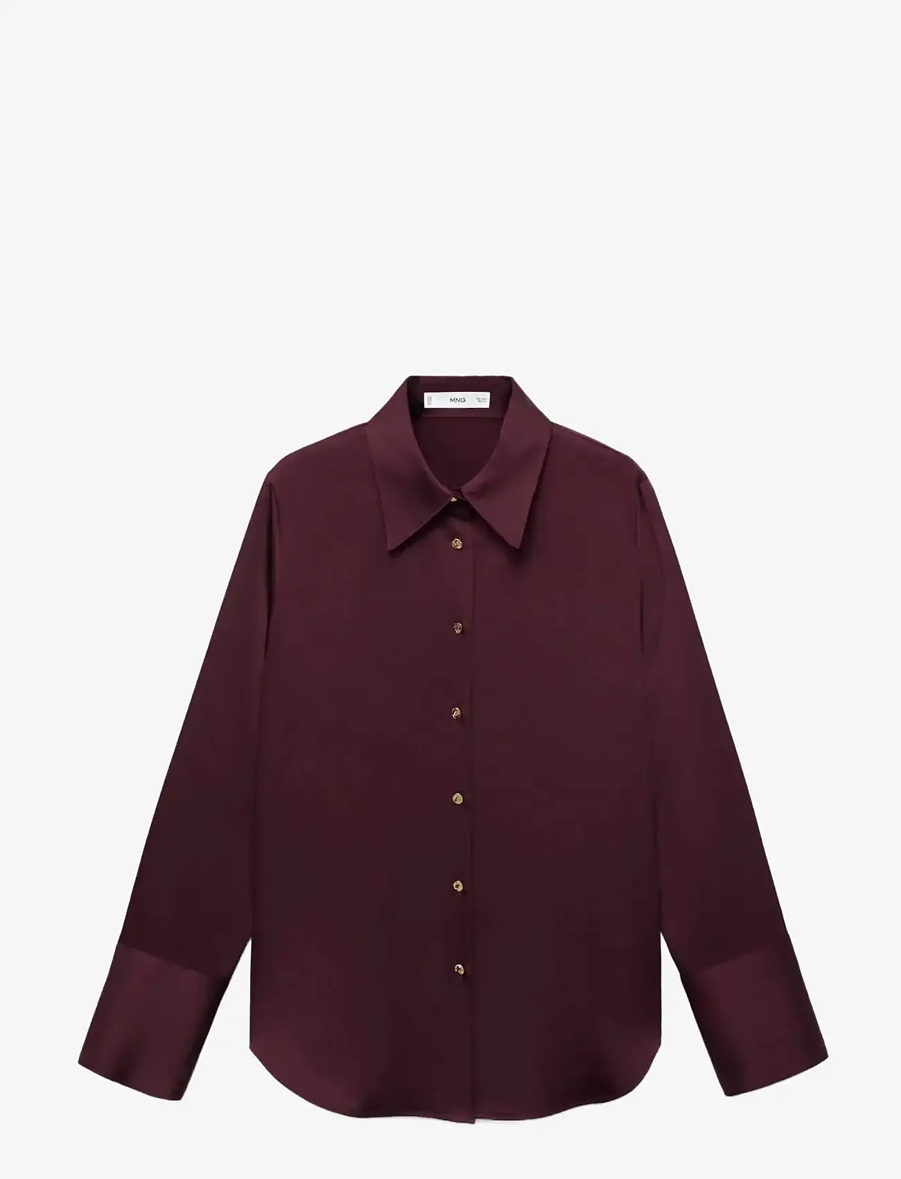 Mango - Satin finish flowy shirt - dark red - 0