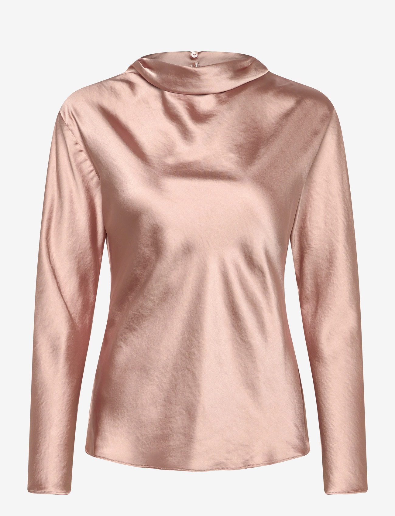 Mango - Satin blouse with draped neck - långärmade blusar - lt-pastel pink - 0