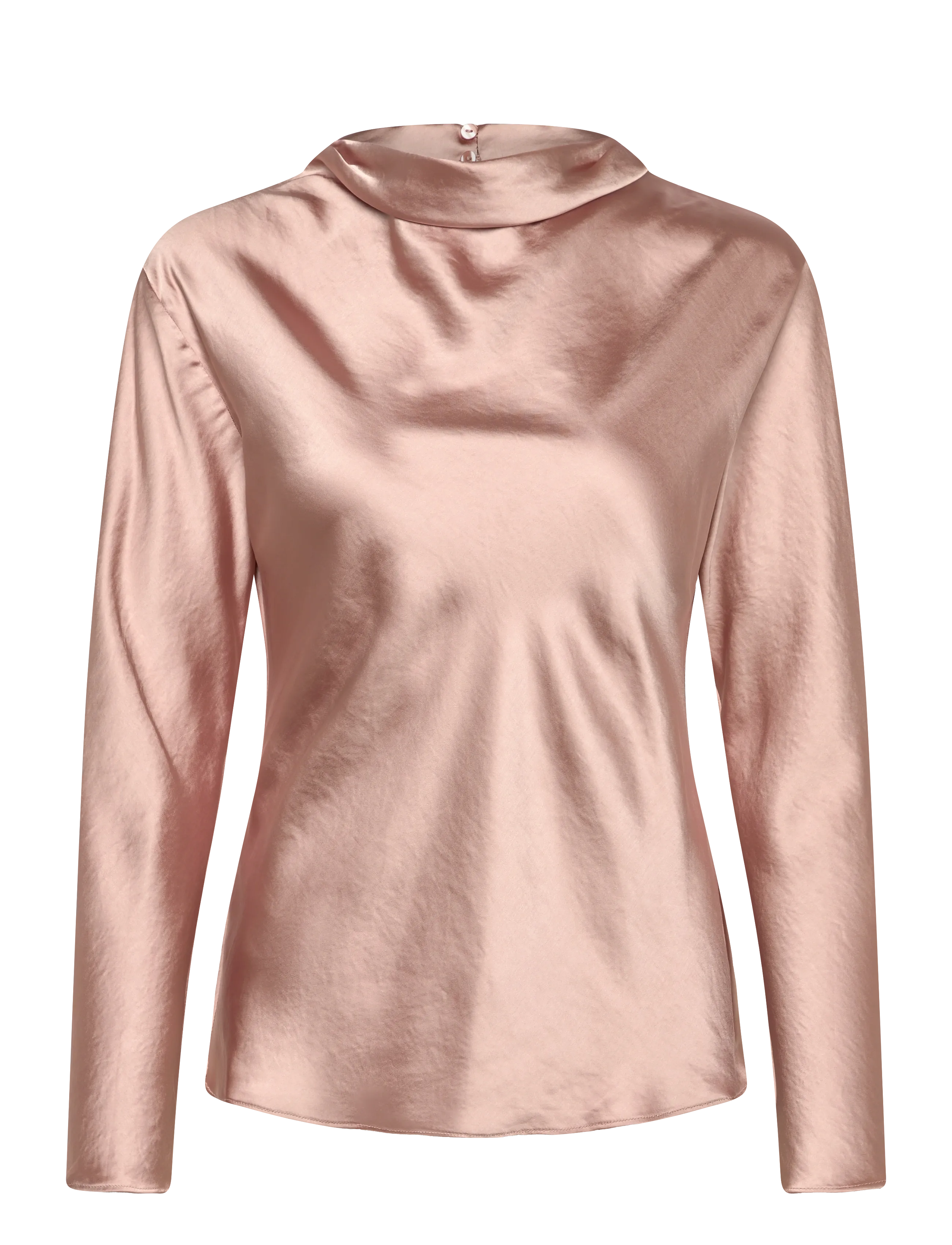 Satin blouse with draped neck - LT-PASTEL PINK