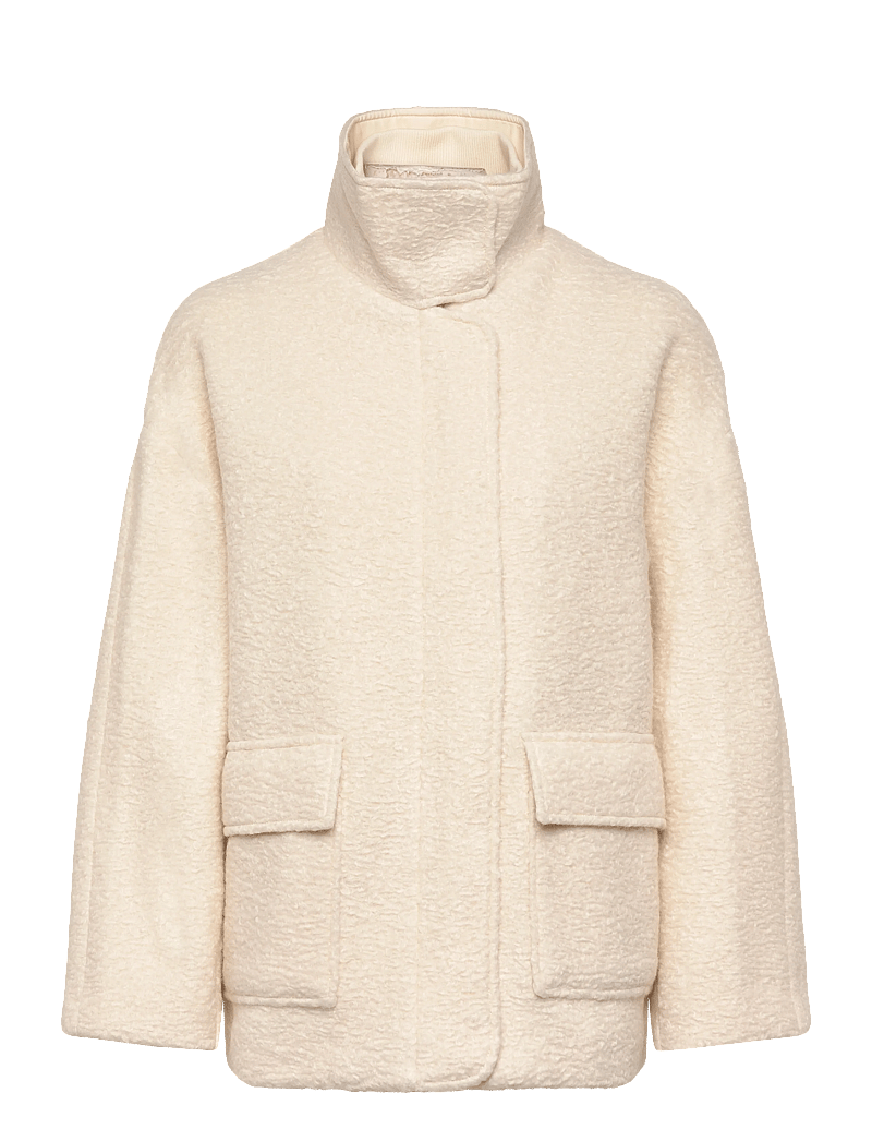 Mango - Bouclé jacket with high neck - syystakit - light beige - 1