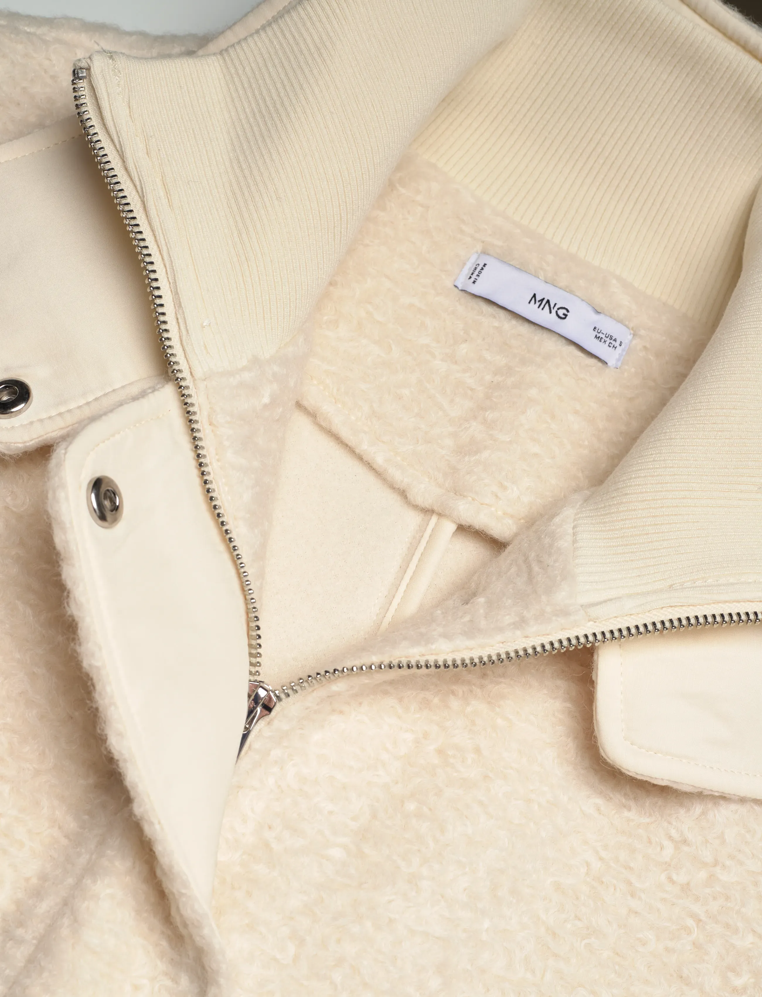 Mango - Bouclé jacket with high neck - kevyet takit - light beige - 4
