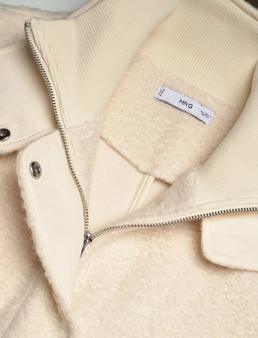 Mango - Bouclé jacket with high neck - vårjackor - light beige - 4