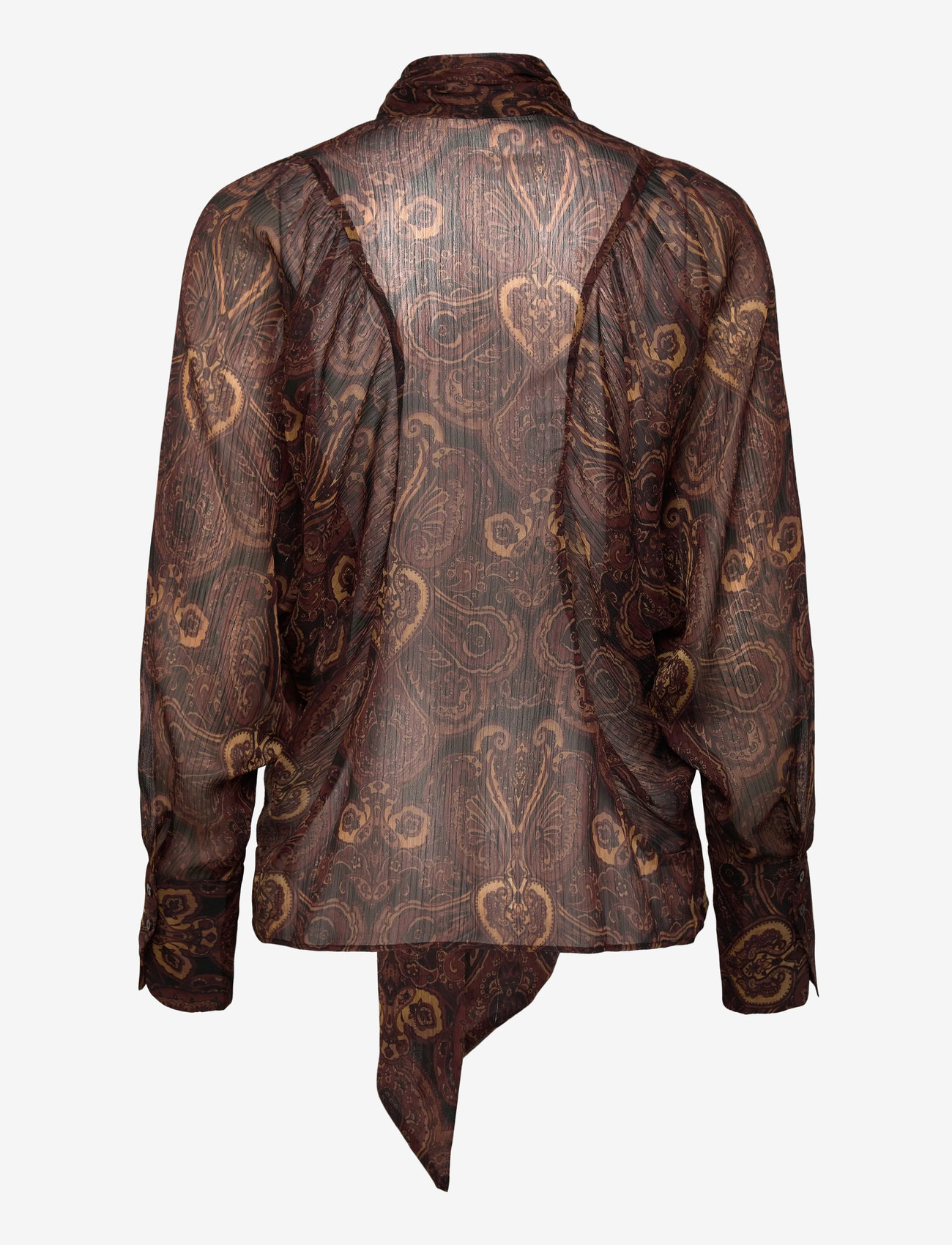 Mango - Paisley-print blouse with foulard - langærmede skjorter - brown - 1