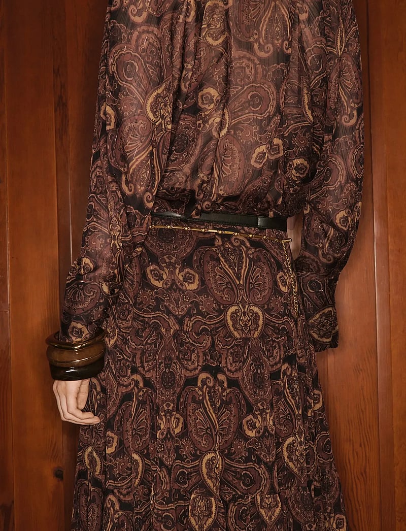 Mango - Paisley-print blouse with foulard - långärmade skjortor - brown - 3