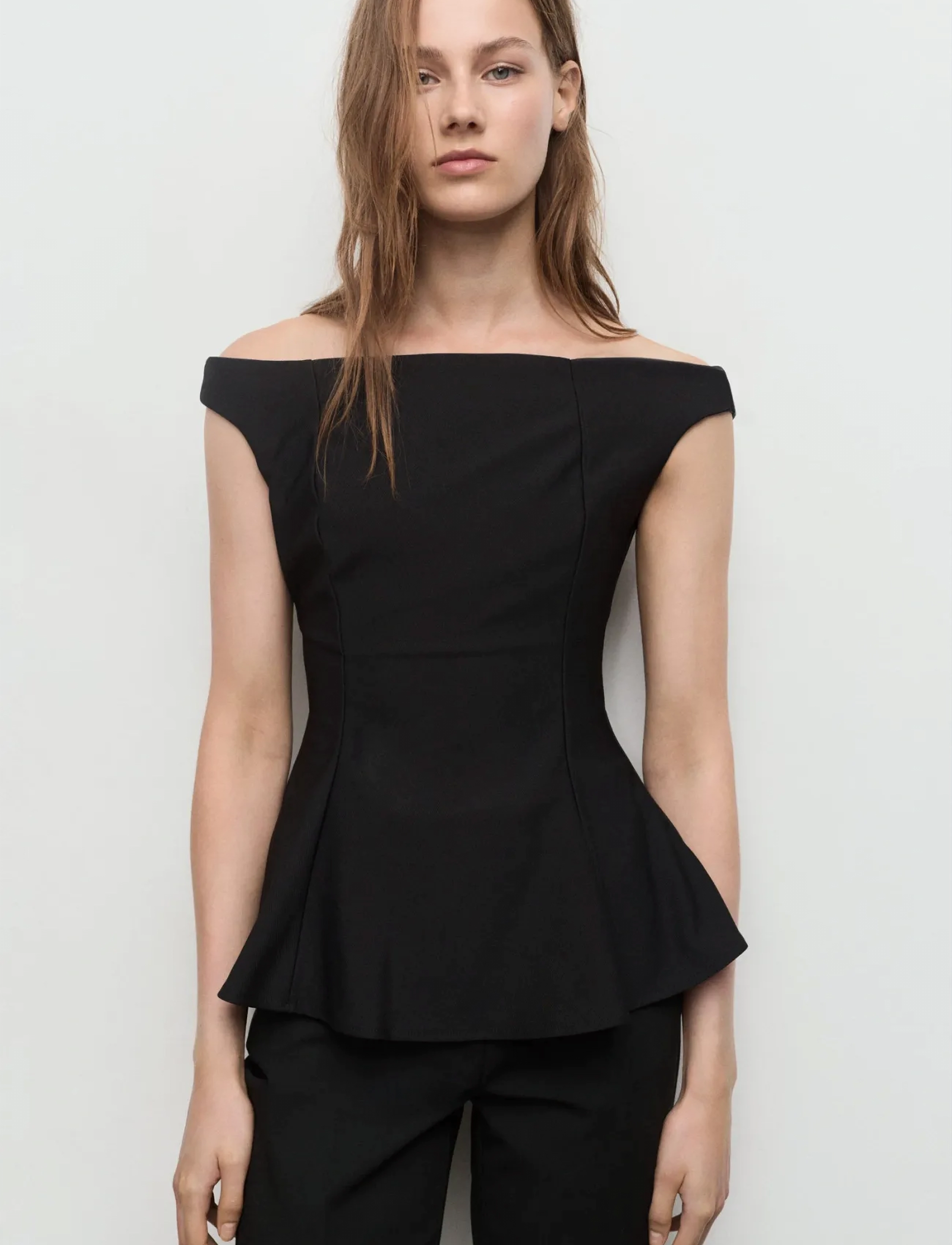 Mango Strapless peplum top - Ärmellose blusen - BLACK / black