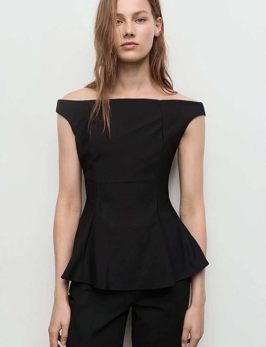 Mango - Strapless peplum top - Ærmeløse bluser - black - 0