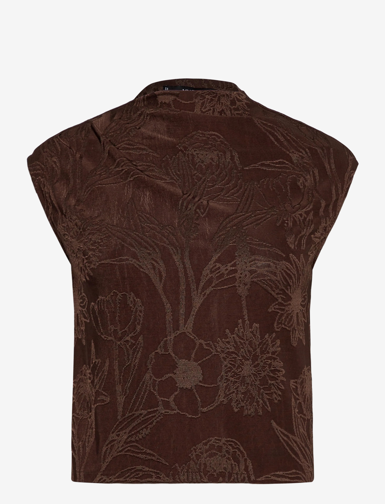 Mango - Jacquard floral-print top - kortærmede bluser - brown - 0