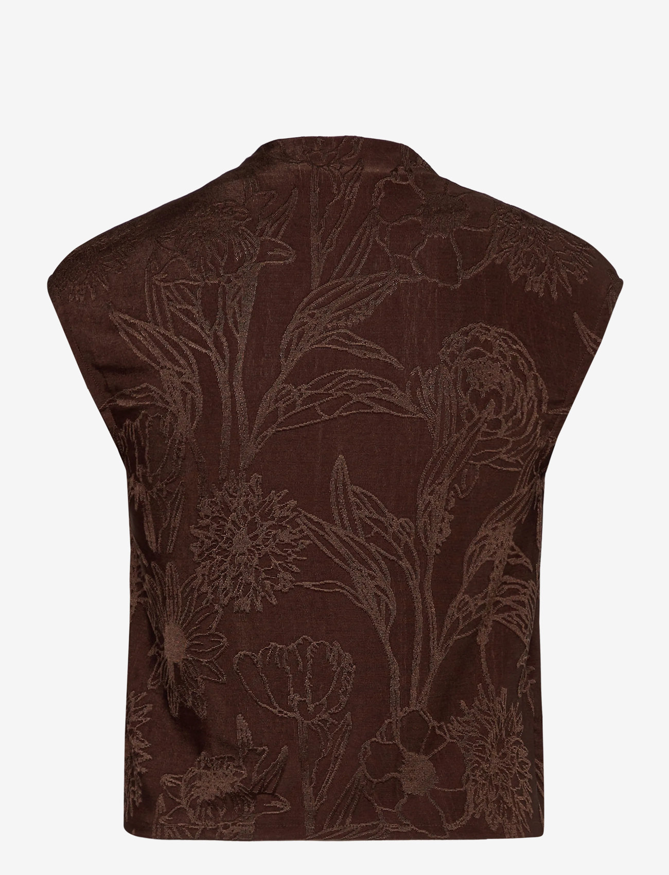 Mango - Jacquard floral-print top - kortærmede bluser - brown - 1
