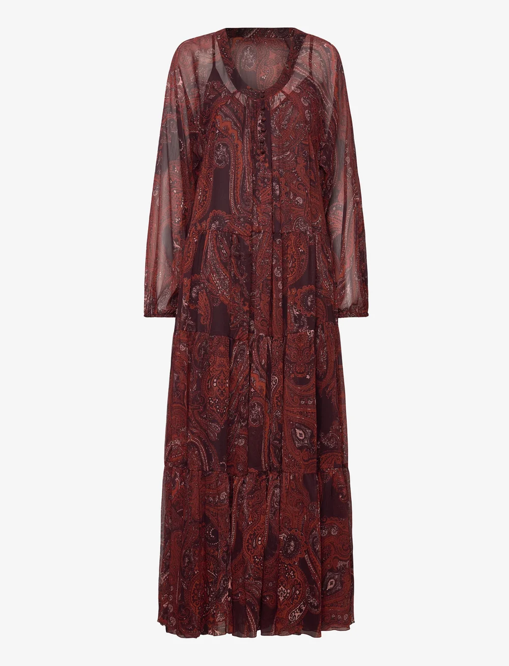 Mango - Paisley-print oversized dress - maxiklänningar - rust - copper - 0