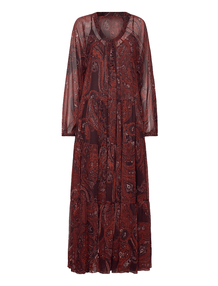Mango - Paisley-print oversized dress - maxi kjoler - rust - copper - 1
