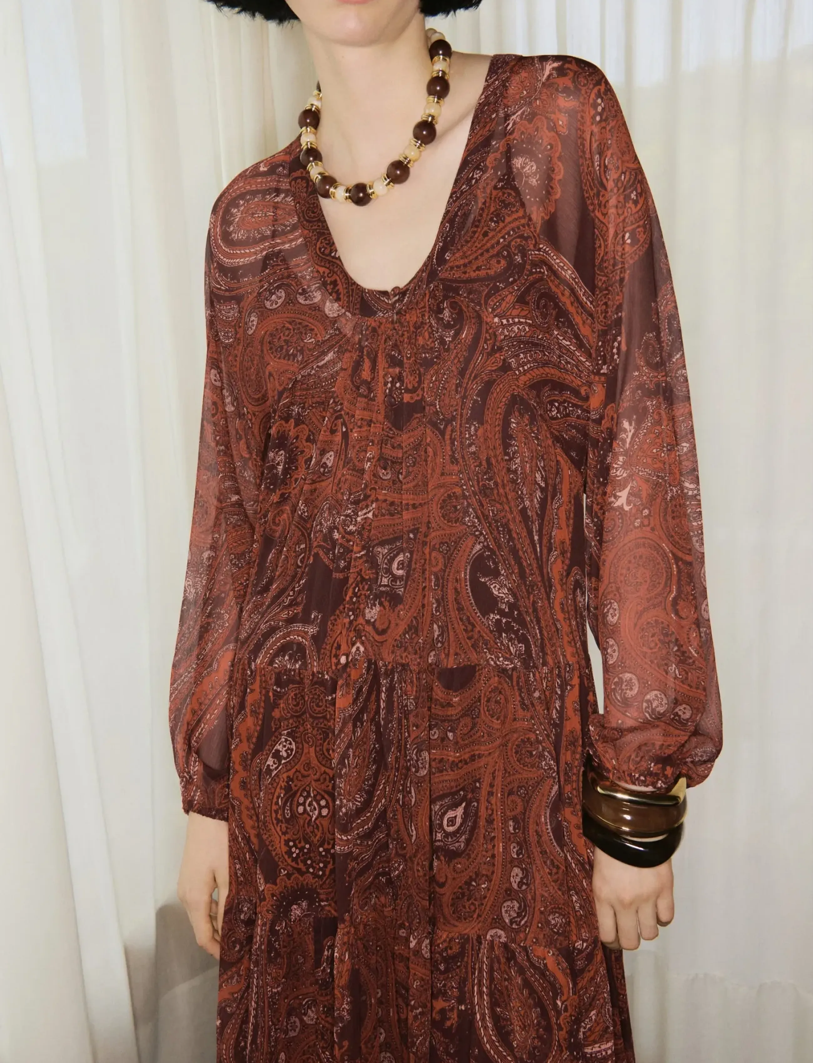 Mango Paisley-print oversized dress - Maxiklänningar - RUST - COPPER / burgundy