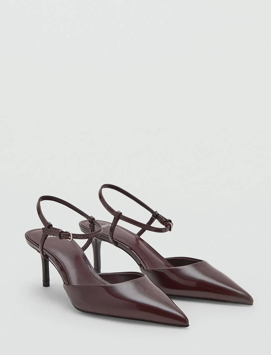 Mango - Kitten-heeled shoes with ankle strap - dark red - 0