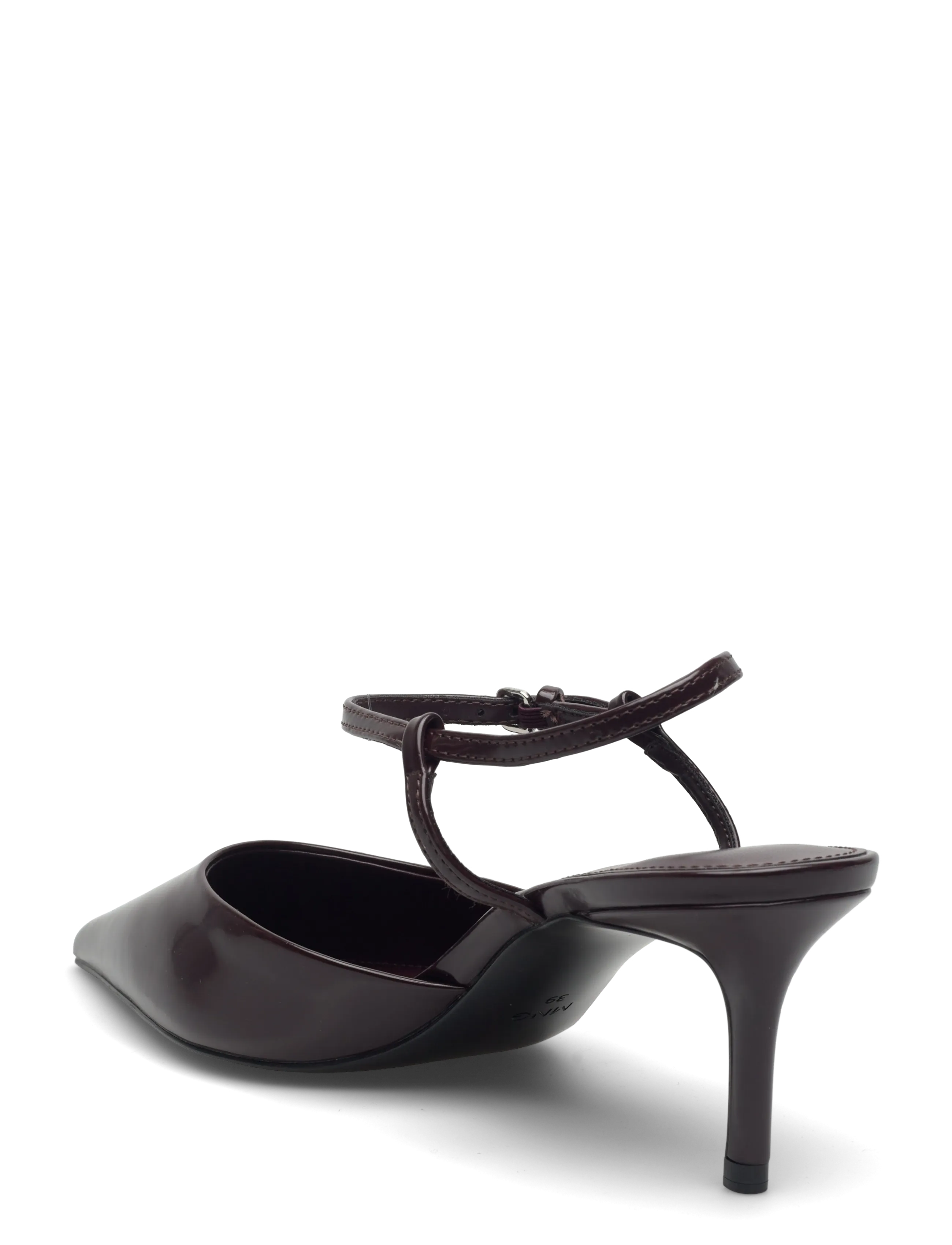 Mango - Kitten-heeled shoes with ankle strap - dark red - 3