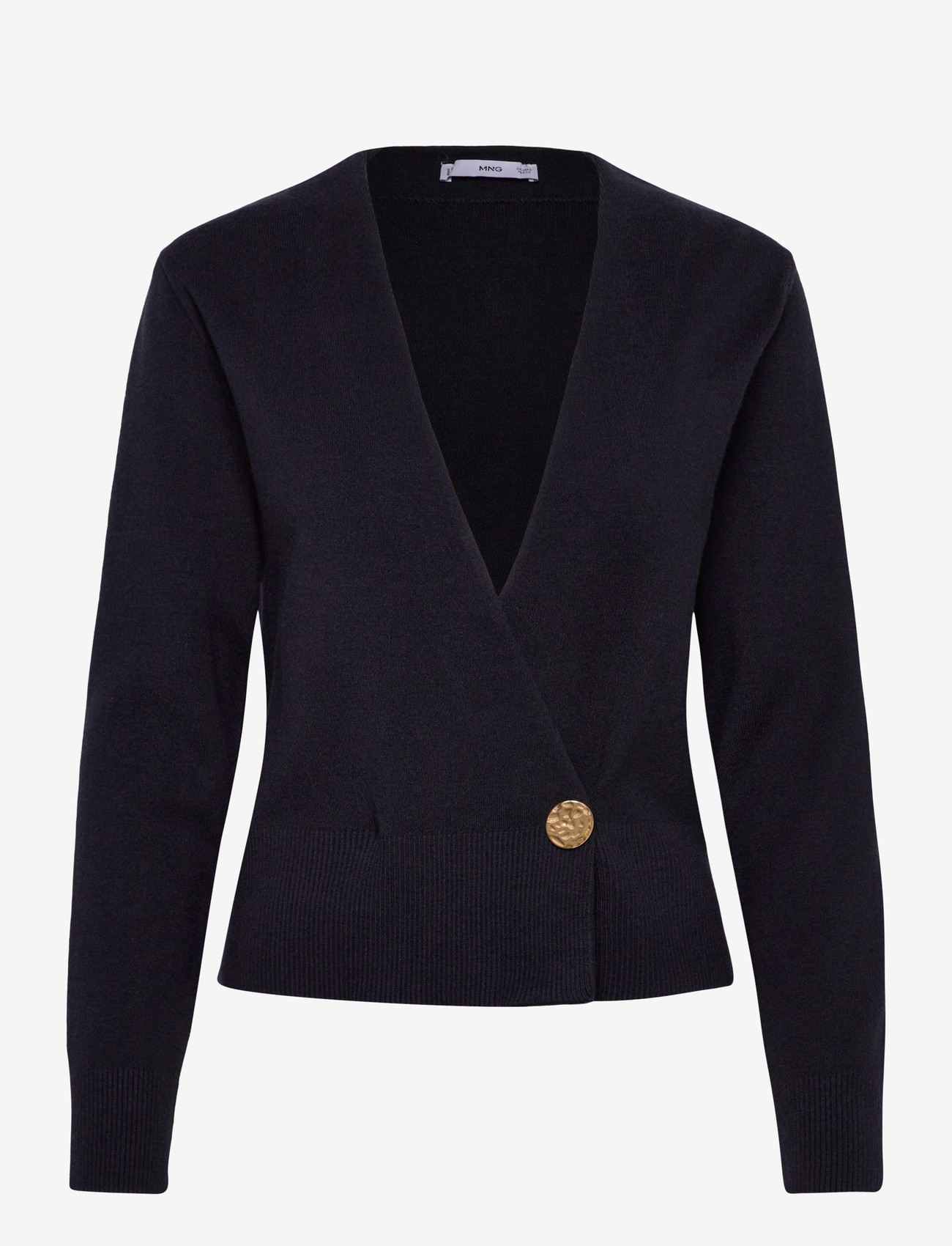 Mango - Cross-over cardigan with jewel button - navy - 1