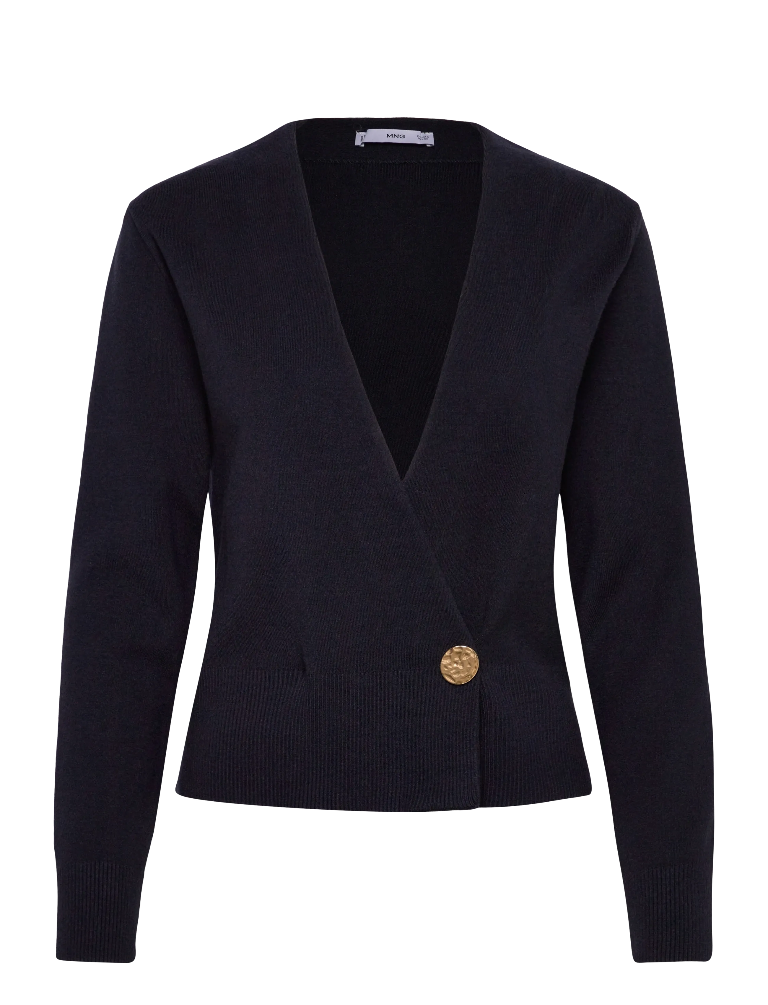 Mango Cross-over cardigan with jewel button - Mango - NAVY / navy