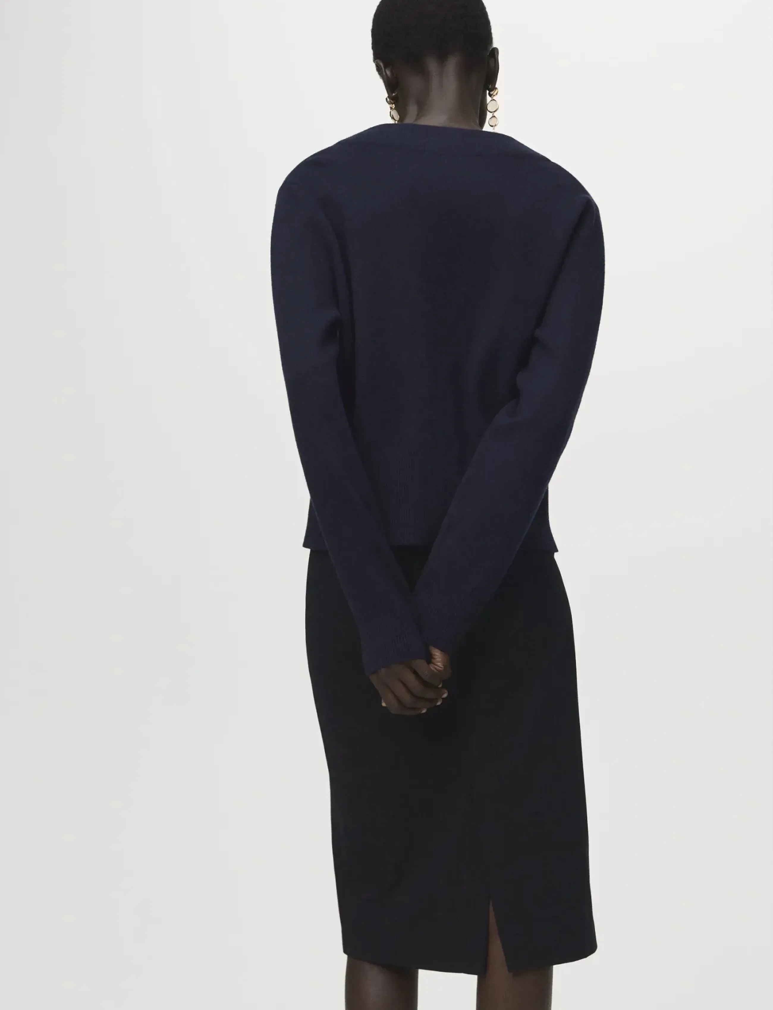 Mango - Cross-over cardigan with jewel button - susegamieji megztiniai - navy - 3
