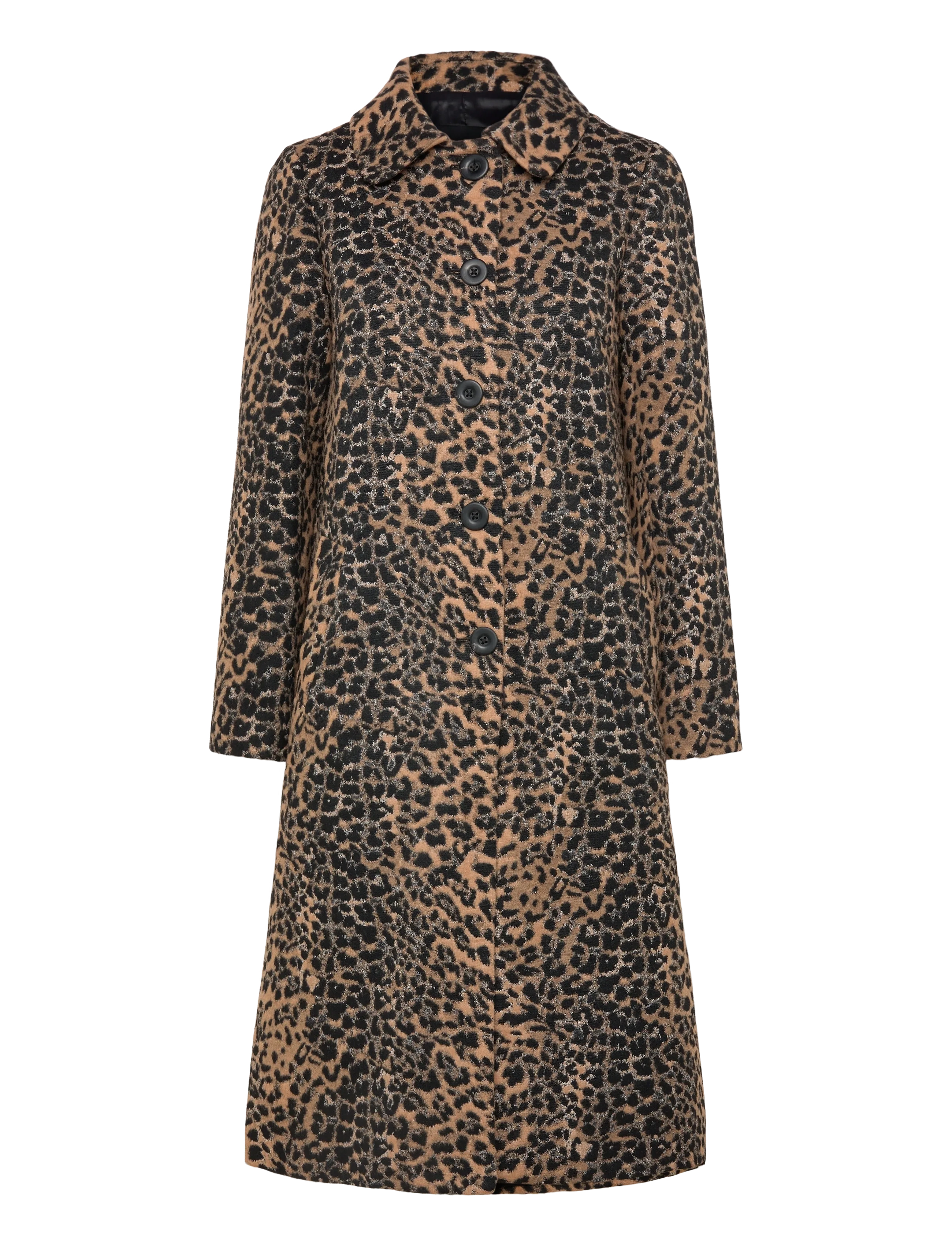 MANGO Leopard-Print Long Mantel Patterned - S - Damen