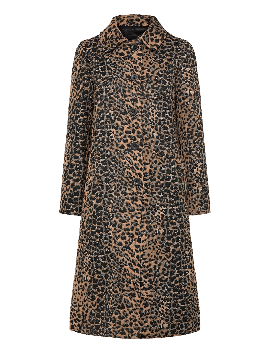Mango - Leopard-print long coat - trenchcoats - medium brown - 1